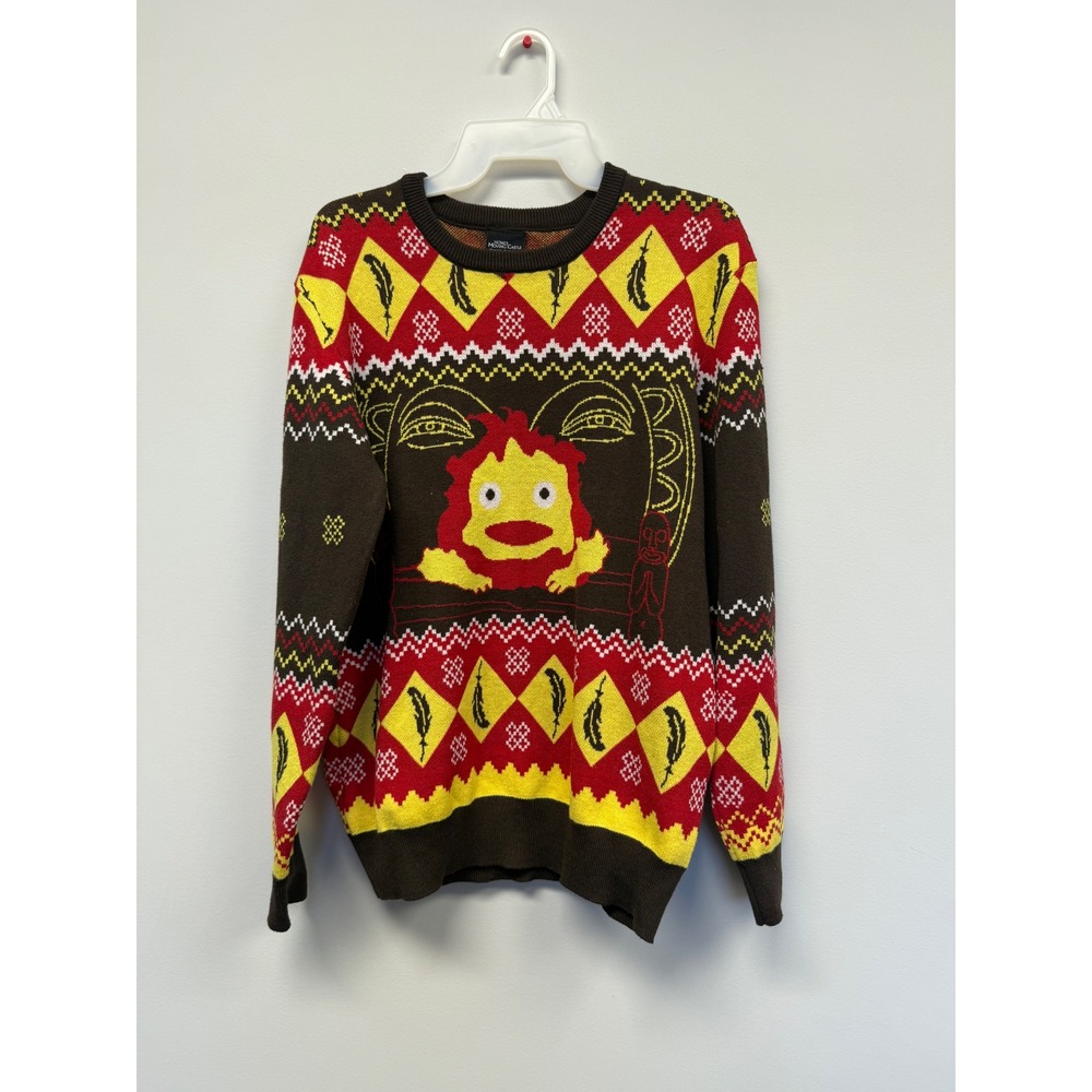 Howls Moving Castle Calcifer Sweater Studio Ghibli BoxLunch‎ Brown Red SM